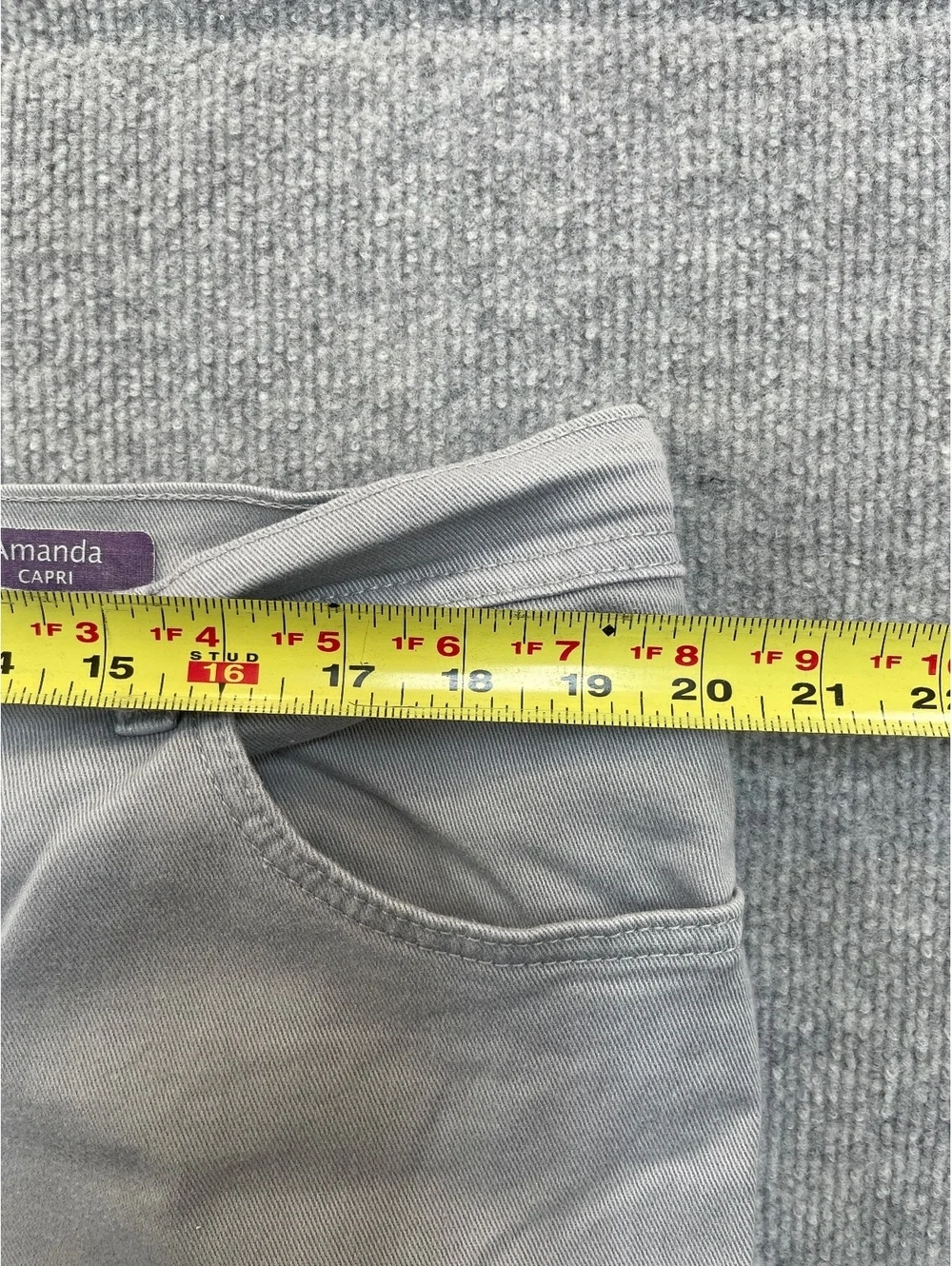 Gloria Vanderbilt Amanda Capri Pants Womens 18W Gray Stretch Denim Crop Shorts